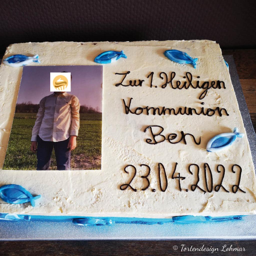 Kommunionstorte, Torte zur Heiligen Kommunion, Torte mit Fotodruck